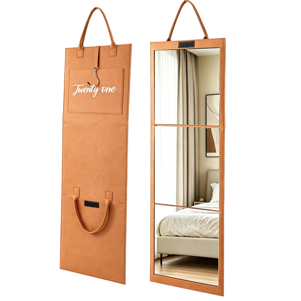 Portable Foldable Full Length Mirror with Handle Tri Fold Mirror for Makeup Dance Practice
