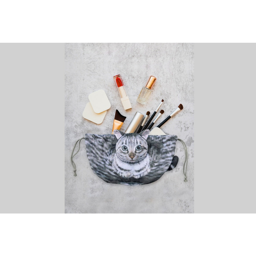 Cute Cat Makeup Bag with Drawstring Closure