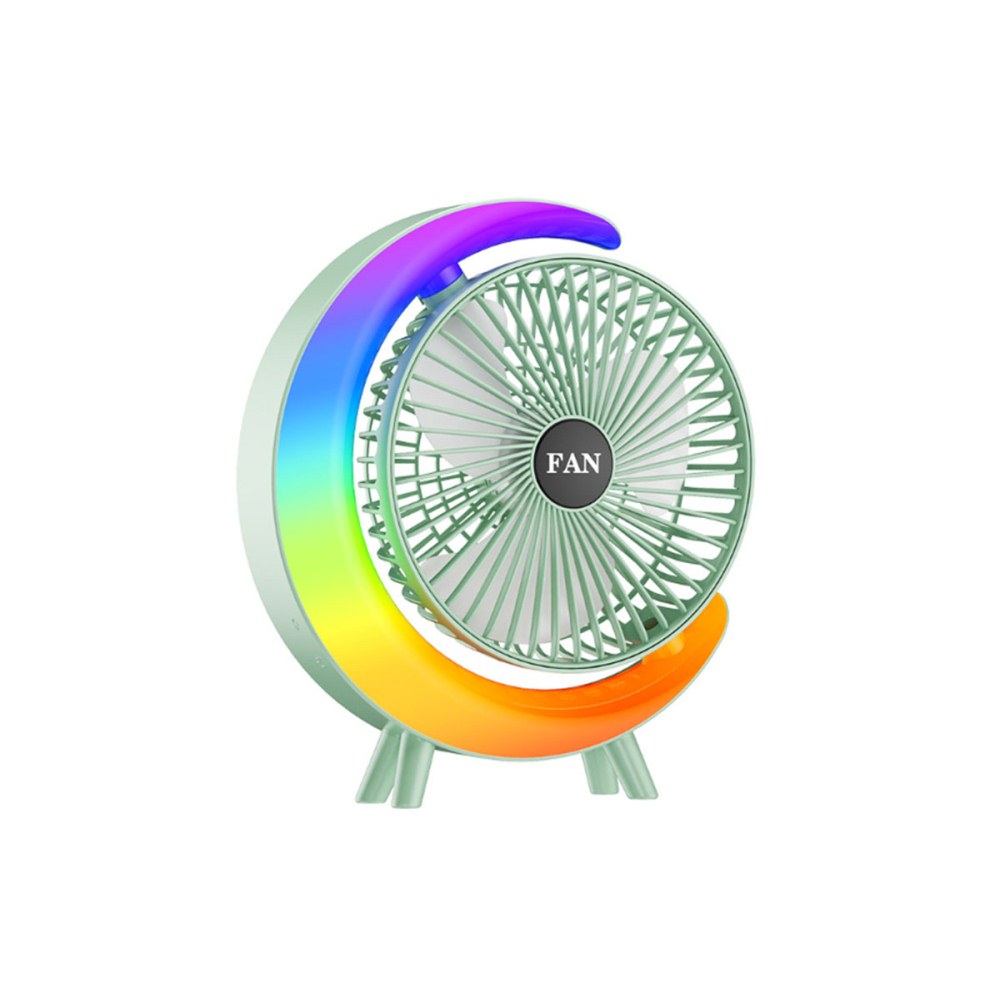 USB Desk Fan with 7Colorful Night Light  Air Circulator Fan
