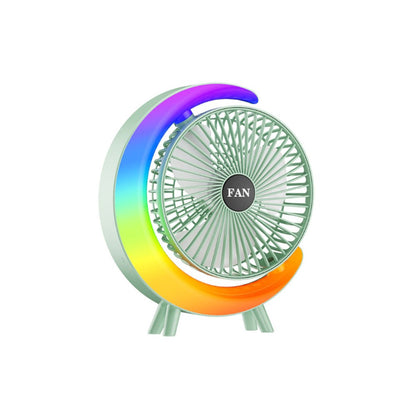 USB Desk Fan with 7Colorful Night Light  Air Circulator Fan