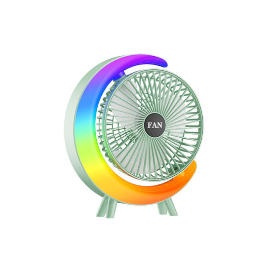 USB Desk Fan with 7Colorful Night Light  Air Circulator Fan
