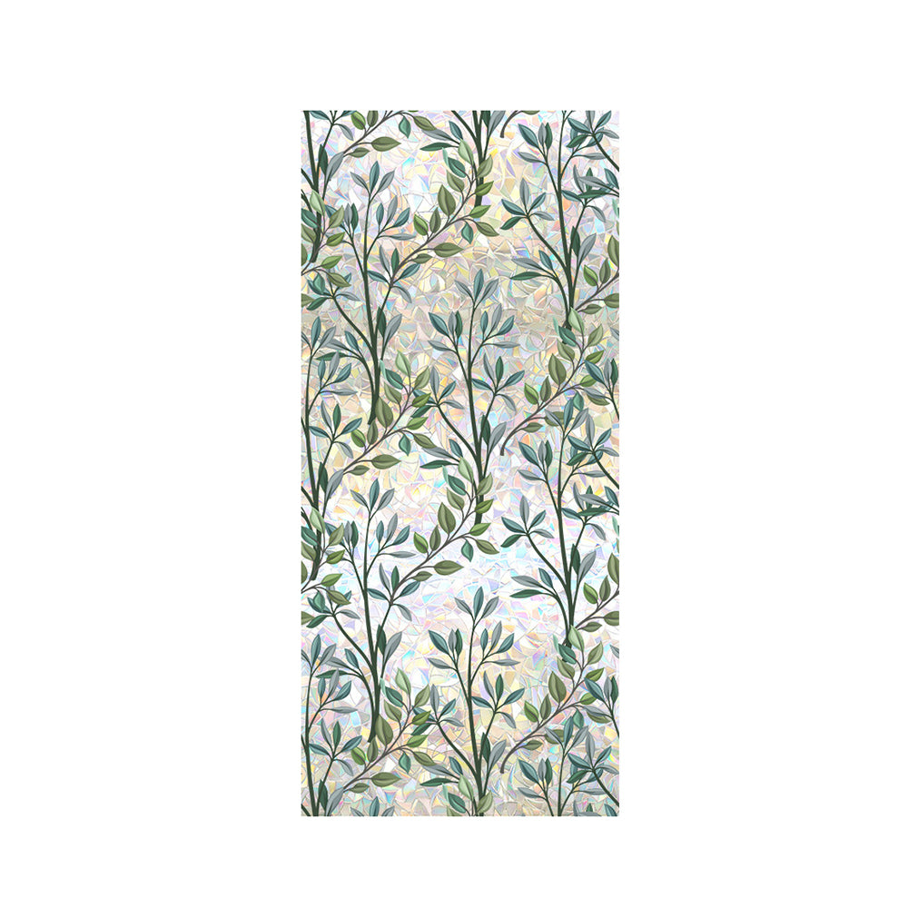 Static Cling Vintage Green Leaves Branches Pattern Cutting Privacy Window Sticker