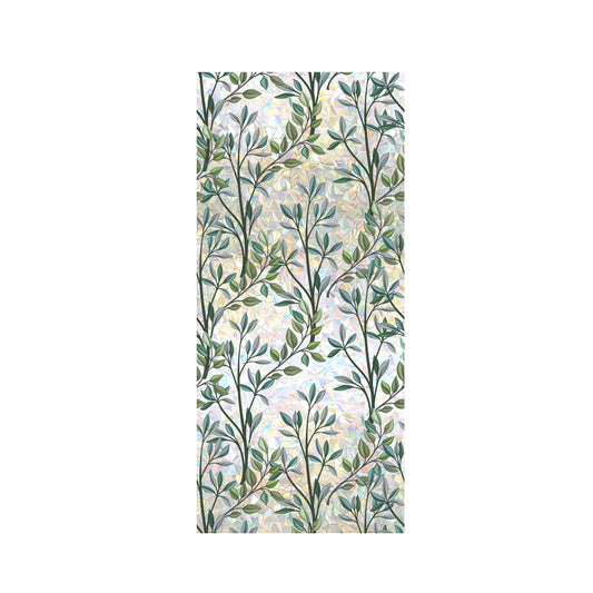 Static Cling Vintage Green Leaves Branches Pattern Cutting Privacy Window Sticker