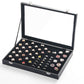 100 Slots Jewelry Ring Display Organizer Box with Glass Lid Earring Storage Tray