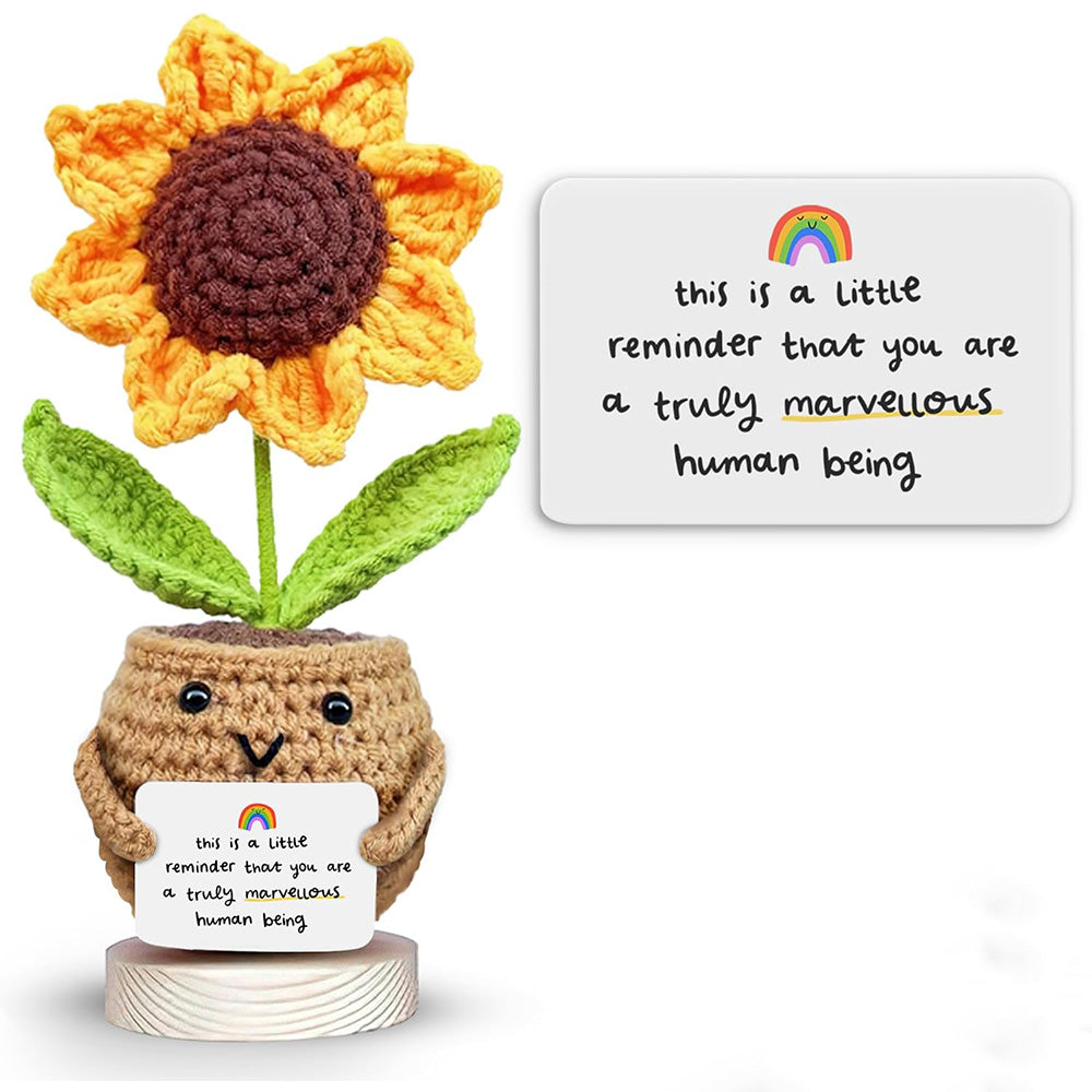 Positive Sunflower Crochet Doll with Card Sunflower Gifts for Teacher Best Friend