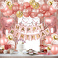Rose Gold Happy Birthday Party Decorations Set Banner Foil Balloons Curtain Backdrop for Women Girls