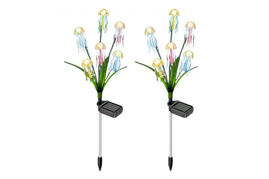 2pcs 6-Heads or 8 Heads Solar Jellyfish Stake Lights Outdoor Garden Path Decor Lights