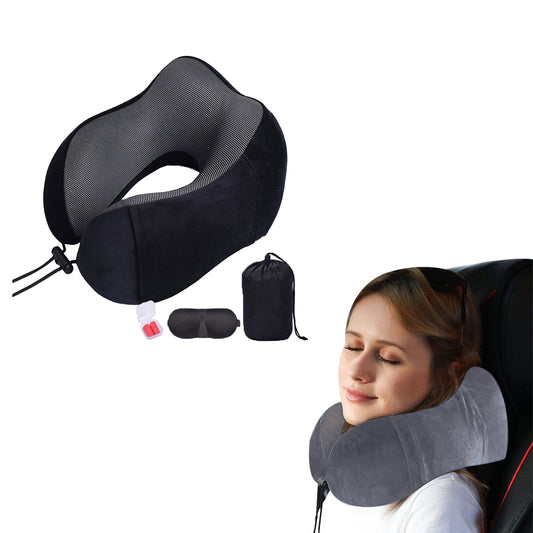 Travel Memory Foam Sleeping Neck Pillow with Eyemask and Earplugs