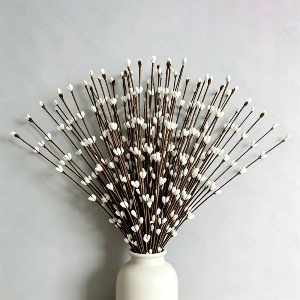 100 PCS Faux Pussy Willow Branches Realistic Artificial Willow Stems for DIY Crafts