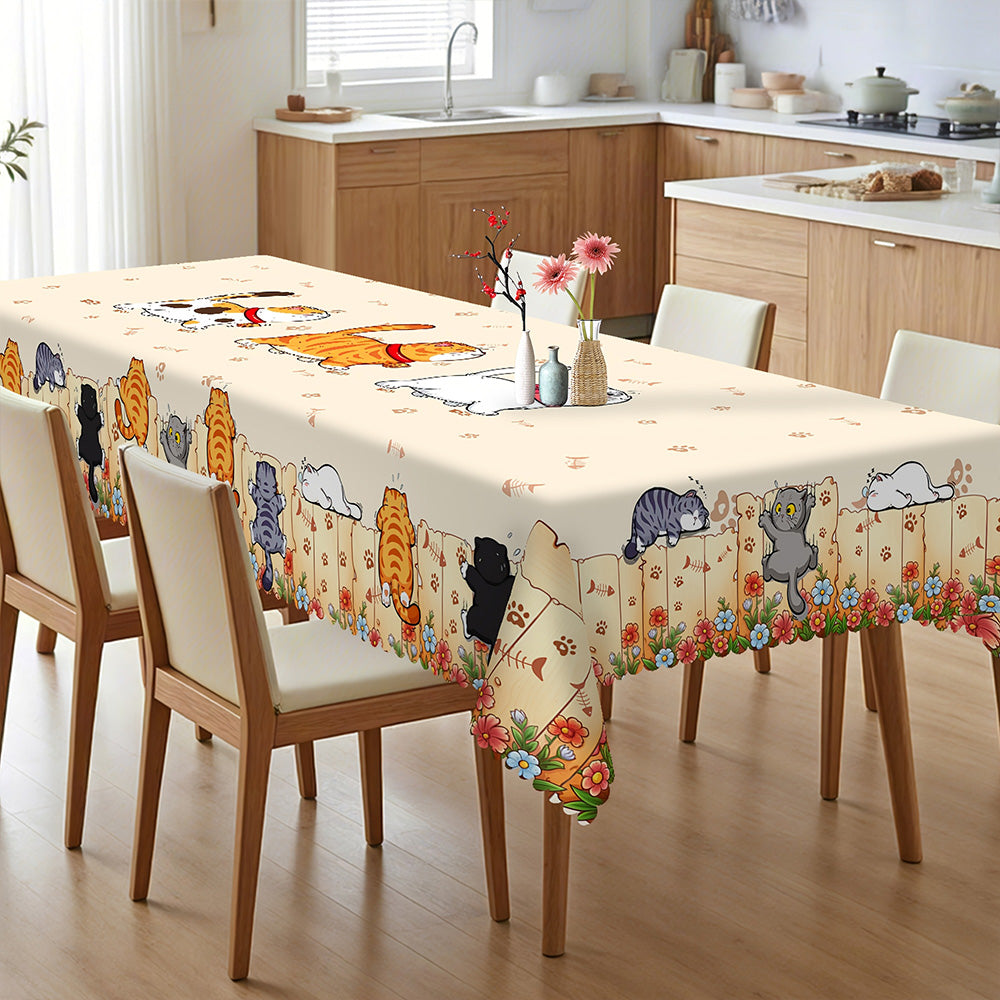 Cute Cat Tablecloth Dining Table Cover Polyester Tablecover