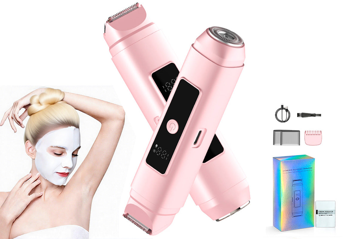 2 In 1 Dual Head Shaver Electric Bikini Trimmer With LED Display For Women