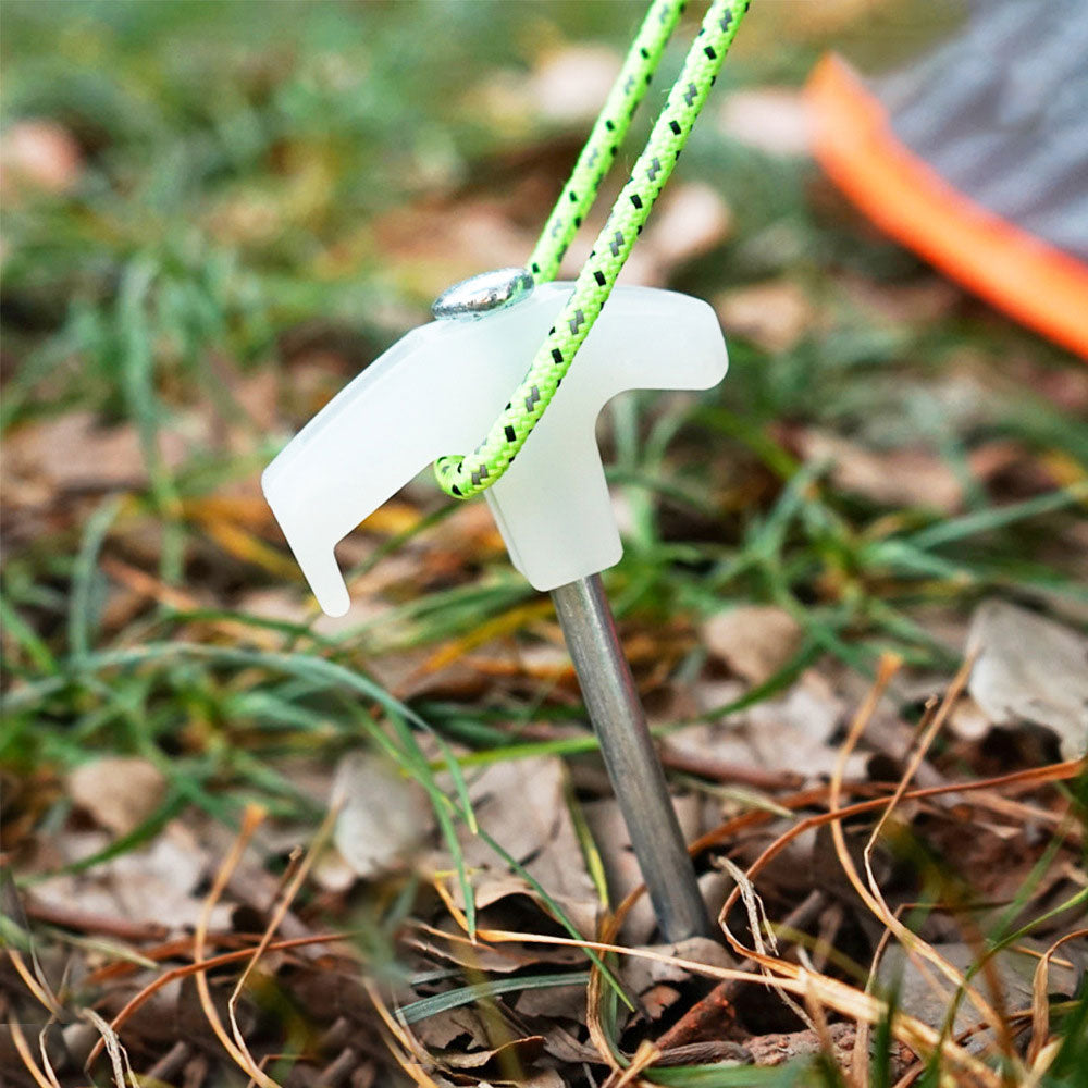 15Pcs Heavy Duty Steel Screw Drill Camping Tent Pegs with Glow in the Dark Head