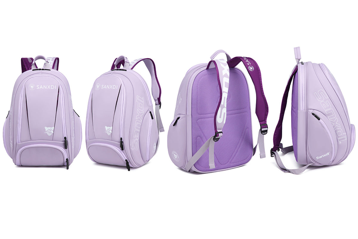 Sports Tennis Backpack PU Water-Resistant Badminton Racket Bag with Separate Shoe Compartment Rucksack for Gym Outdoor