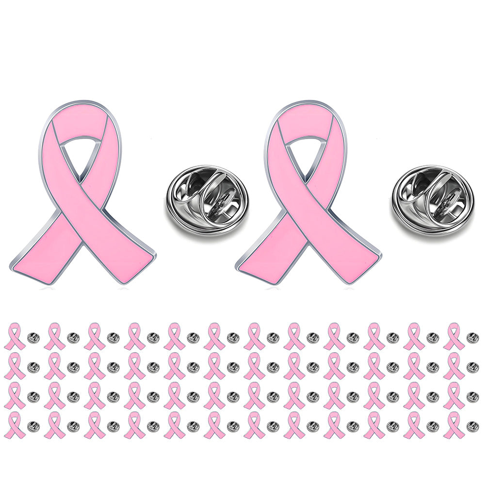 50 Pink Ribbon Enamel Lapel Pins for Womens Charity and Social Events