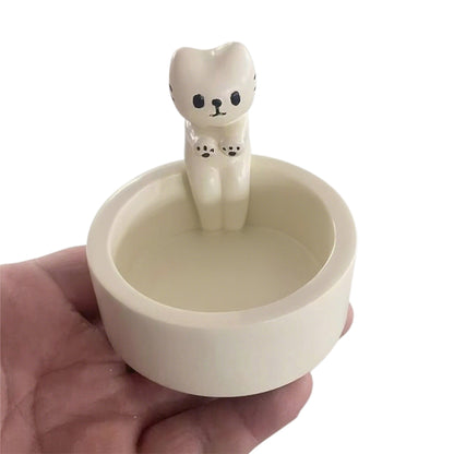 Kitten Candle Holder Cartoon Kitty Warming Its Paws Cute Scented Light Holder