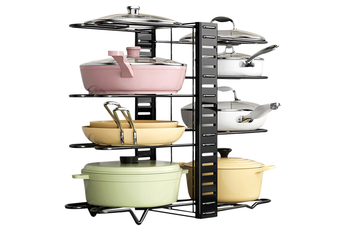 8 Tier Pot and Pan Organizer Rack for Cabinet Pot Organizers Inside Cabinet