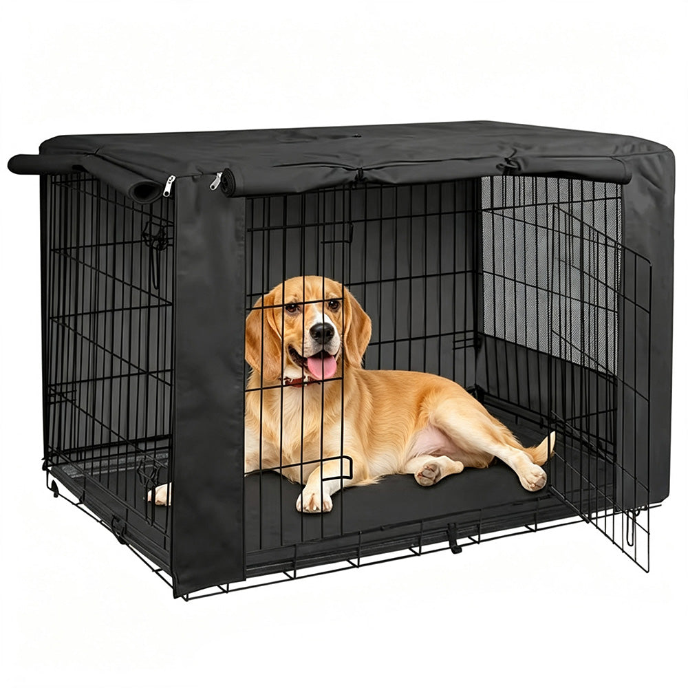 Breathable Oxford Fabric Dog Crate Cover with Front and Side Zipper Doors