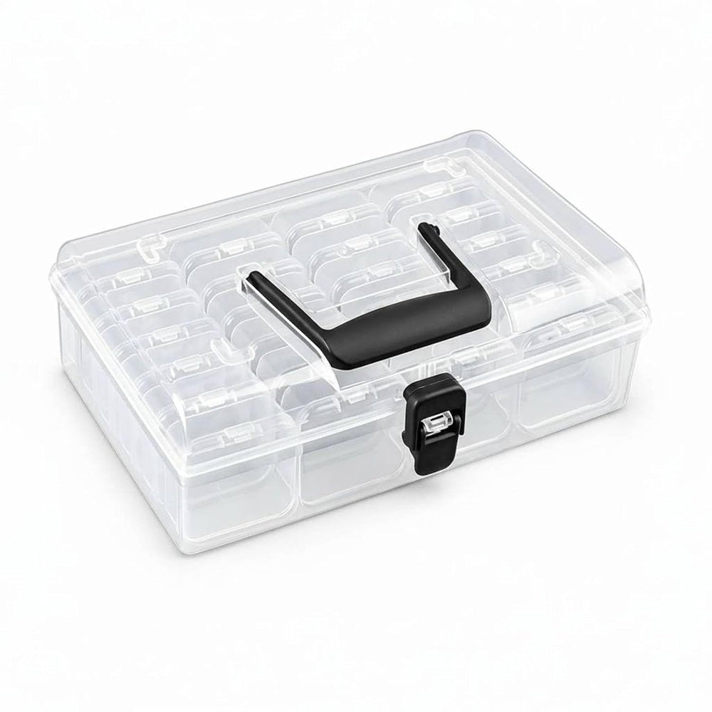 Clear Beads Storage Box 24-Grid Small Container Set for Jewelry Craft Organizer