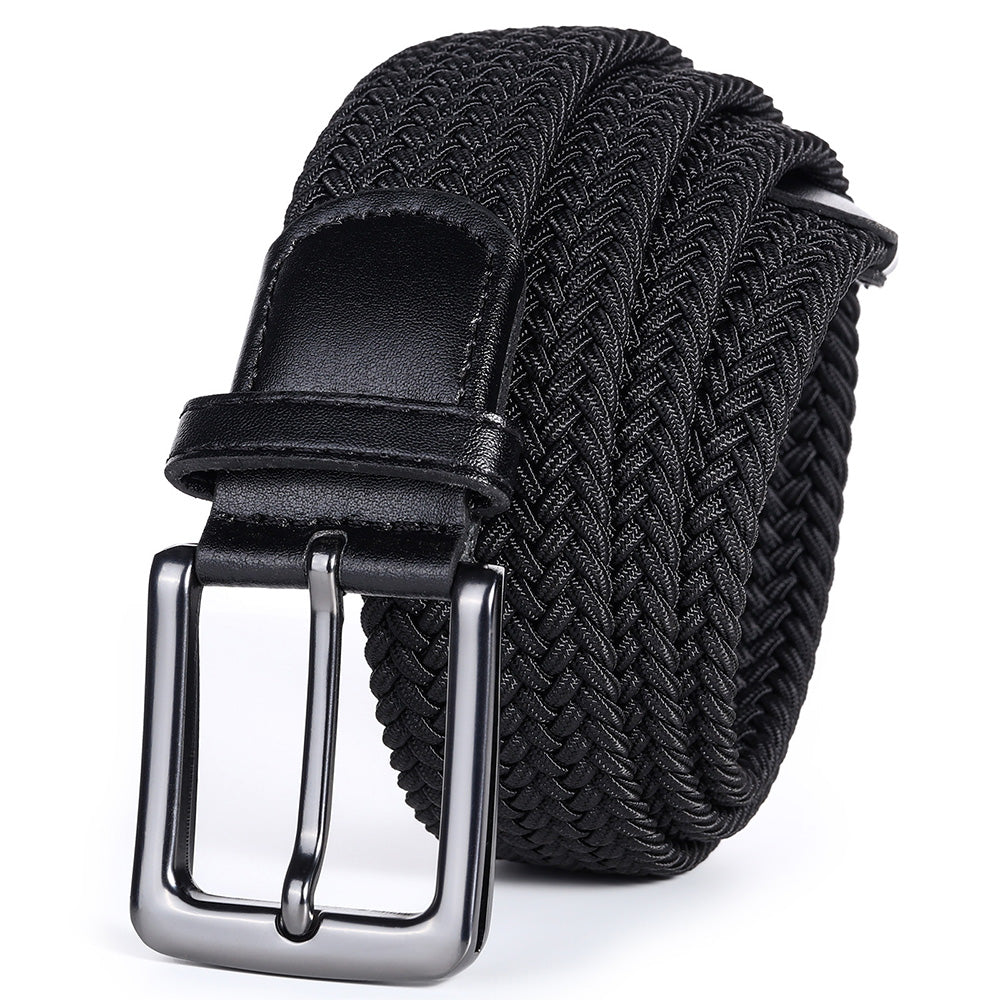 Elastic Braided Stretch Belt Adjustable Men Belt for Golf Pants Casual Shorts Jeans-Black