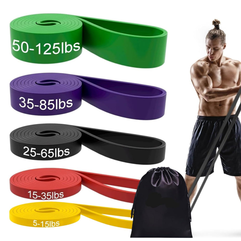 Resistance Bands Set-5 Resistance Levels Fitness Exercise Bands Pull Up Assistance Straps for Working Out Body Stretching