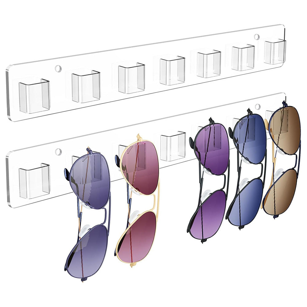 2Pcs Sunglasses Rack Wall Clear Acrylic Wall Mount Glasses Holder Glasses Storage