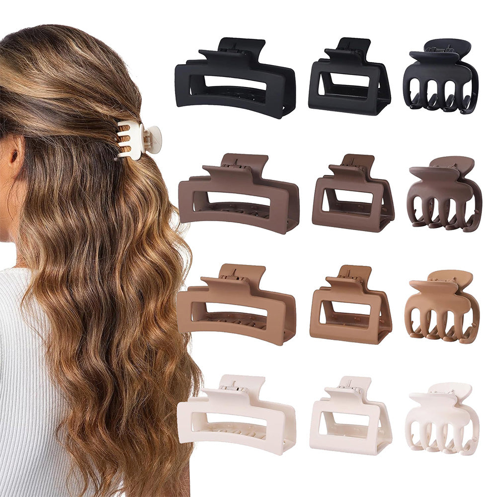 12Pcs Strong Hold Non-Slip Hair Clips for Women 3 Sizes for Thin Thick Curly Hair