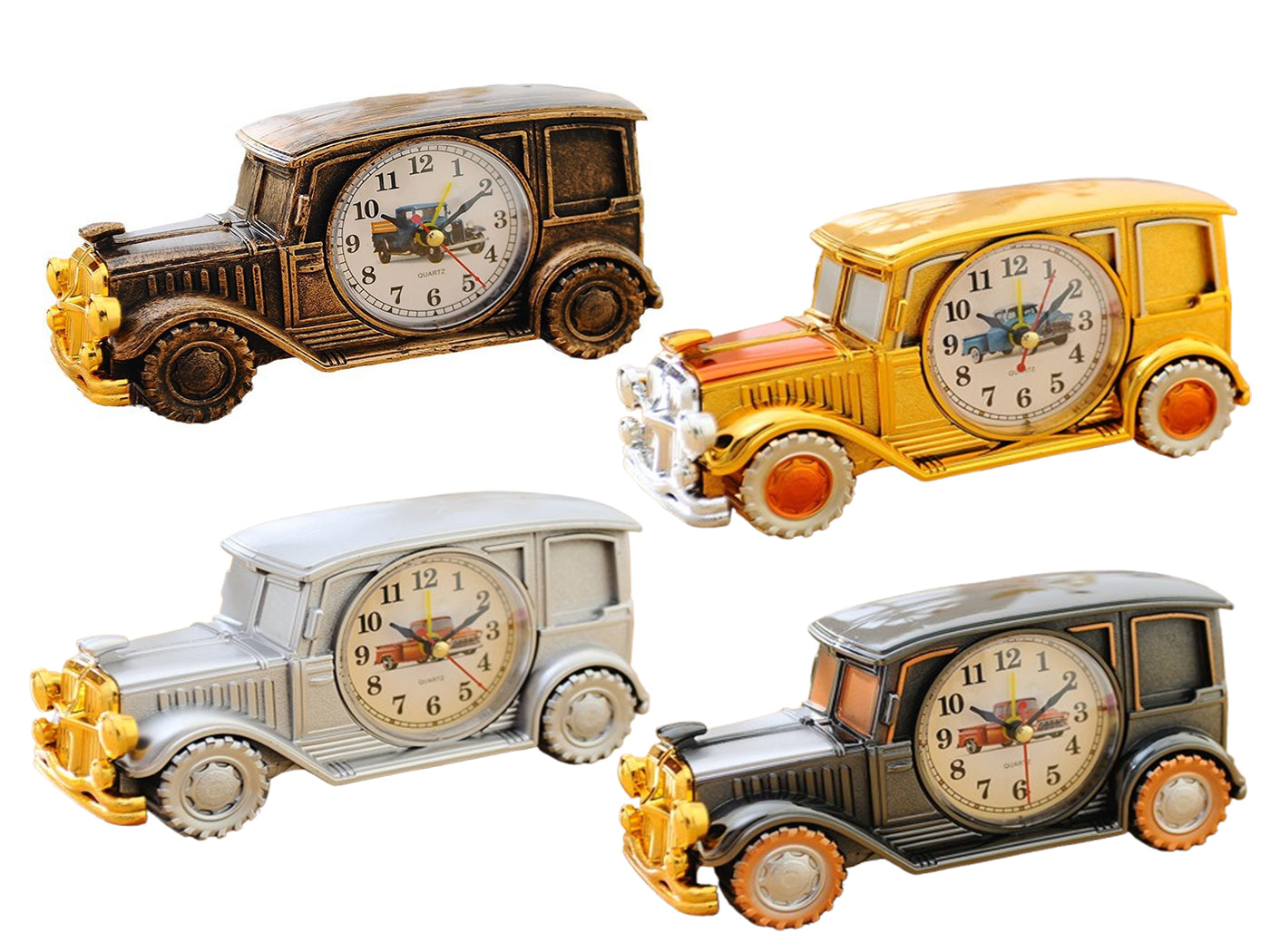 Vintage Car Retro Desk Clock Analog Digital Timepiece for Home and Office