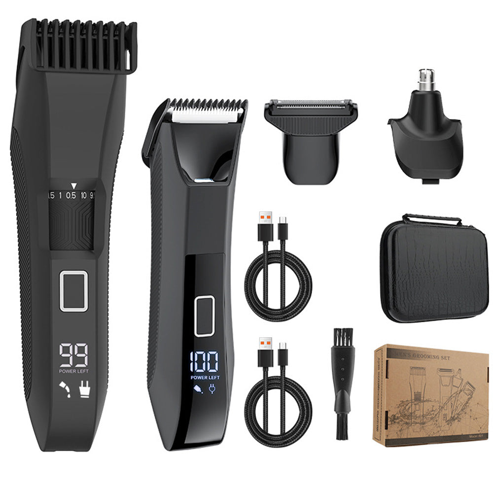 Electric Grooming Shaver Set with LED Display for Beard Body & Nose Hair Care