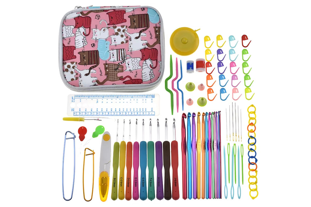 72-Piece Crochet Hooks Set with Knitting Needles and Sewing Tools for DIY with Storage Bag