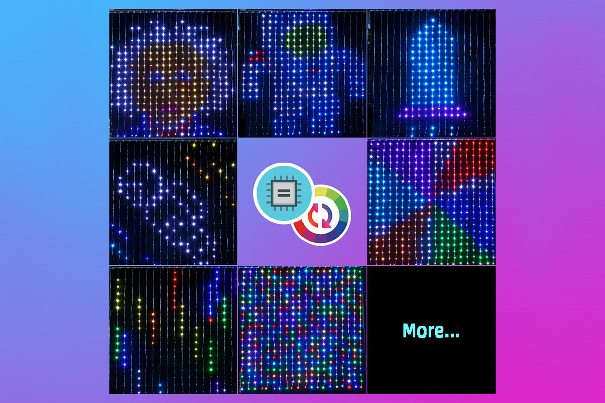 Smart Curtain Lights 400 LEDs Color Changing Dynamic DIY Light String with Music Sync