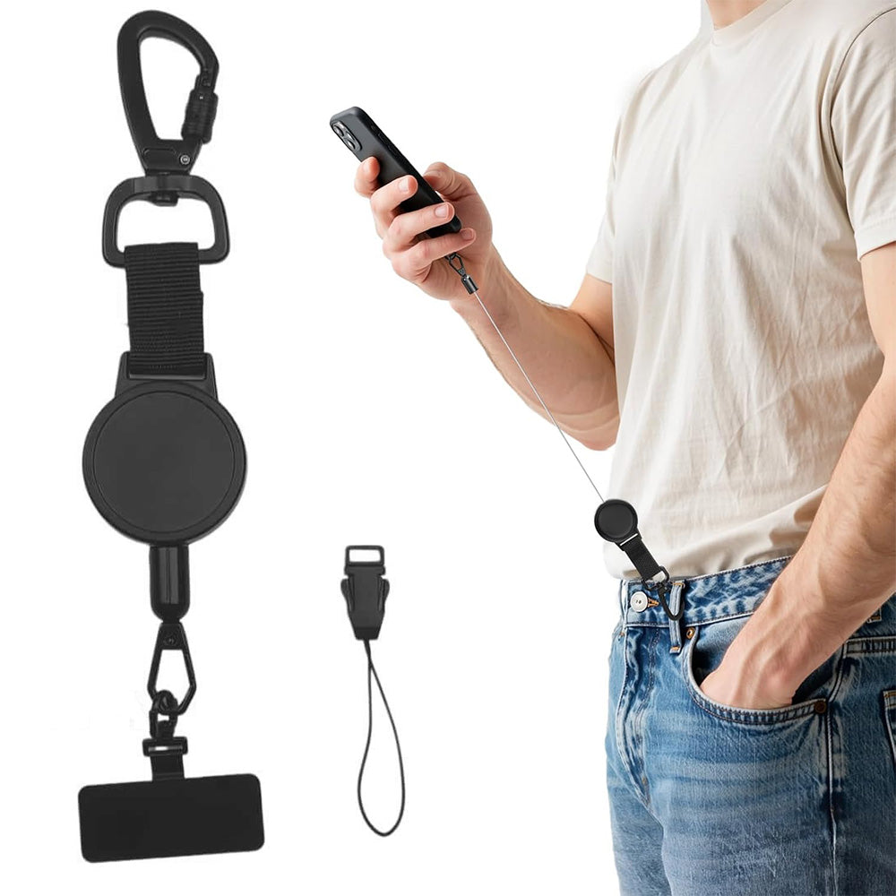 Retractable Phone Lanyard Locking Carabiner 360 Degree Tab for Hiking Climbing