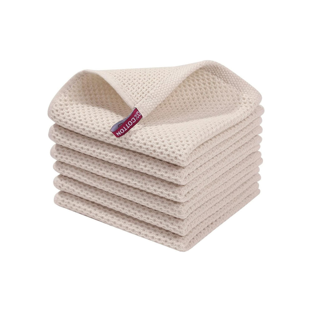 6Pcs Cotton Waffle Weave Kitchen Dish Cloths Ultra Soft Absorbent Dish Towels