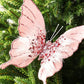 8pcs 3D Fabric Butterfly Clip Ornaments Sequins Glitter Trim Butterfly Clips Decor for Christmas Tree