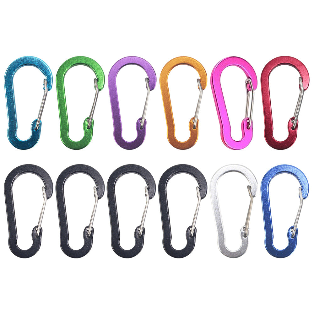 12 Pack Small D-Ring Carabiner Clip Lightweight Aluminum Key chain for Hiking Camping