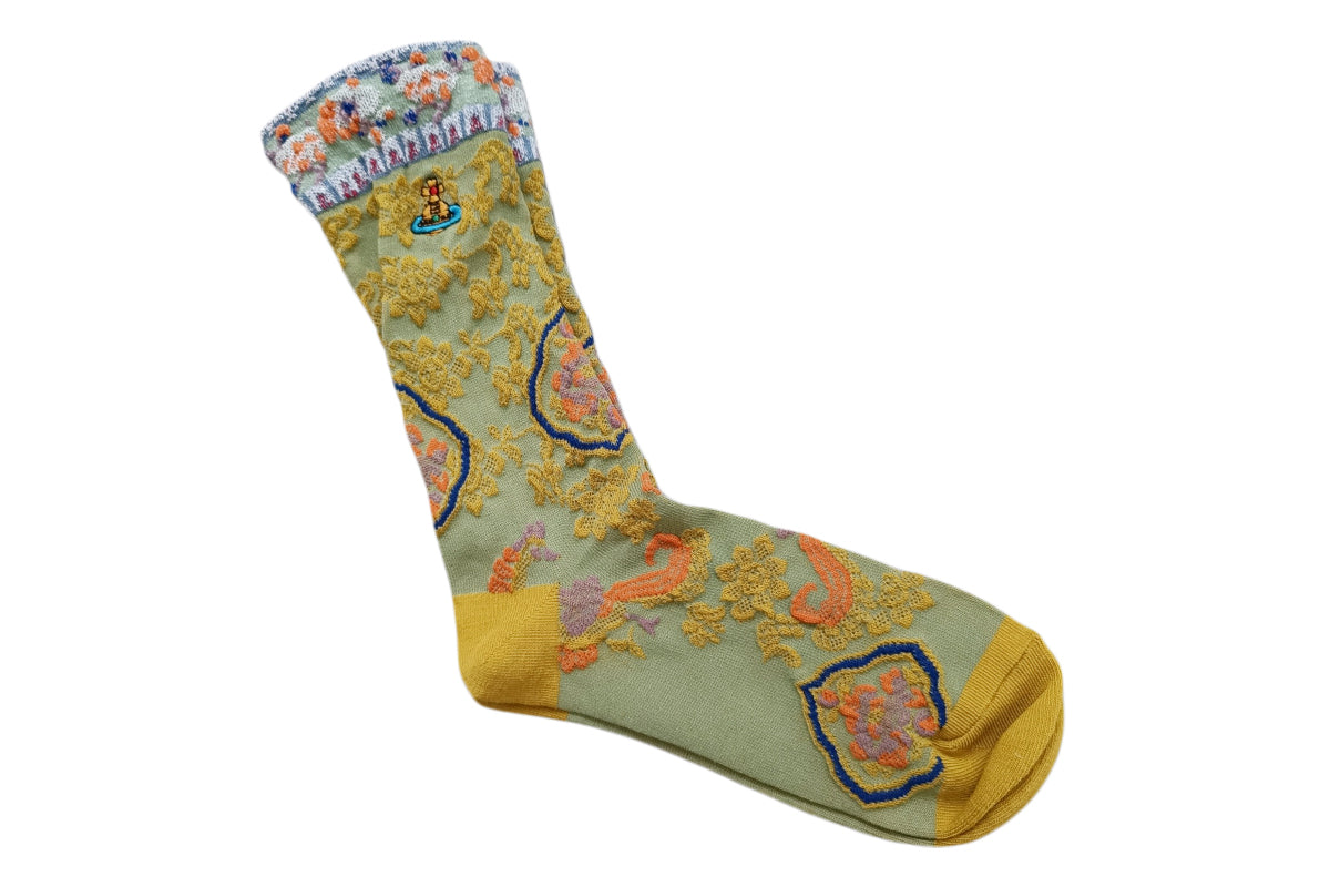 4 Pairs Women's Vintage Saturn Embroidered Retro Floral Socks