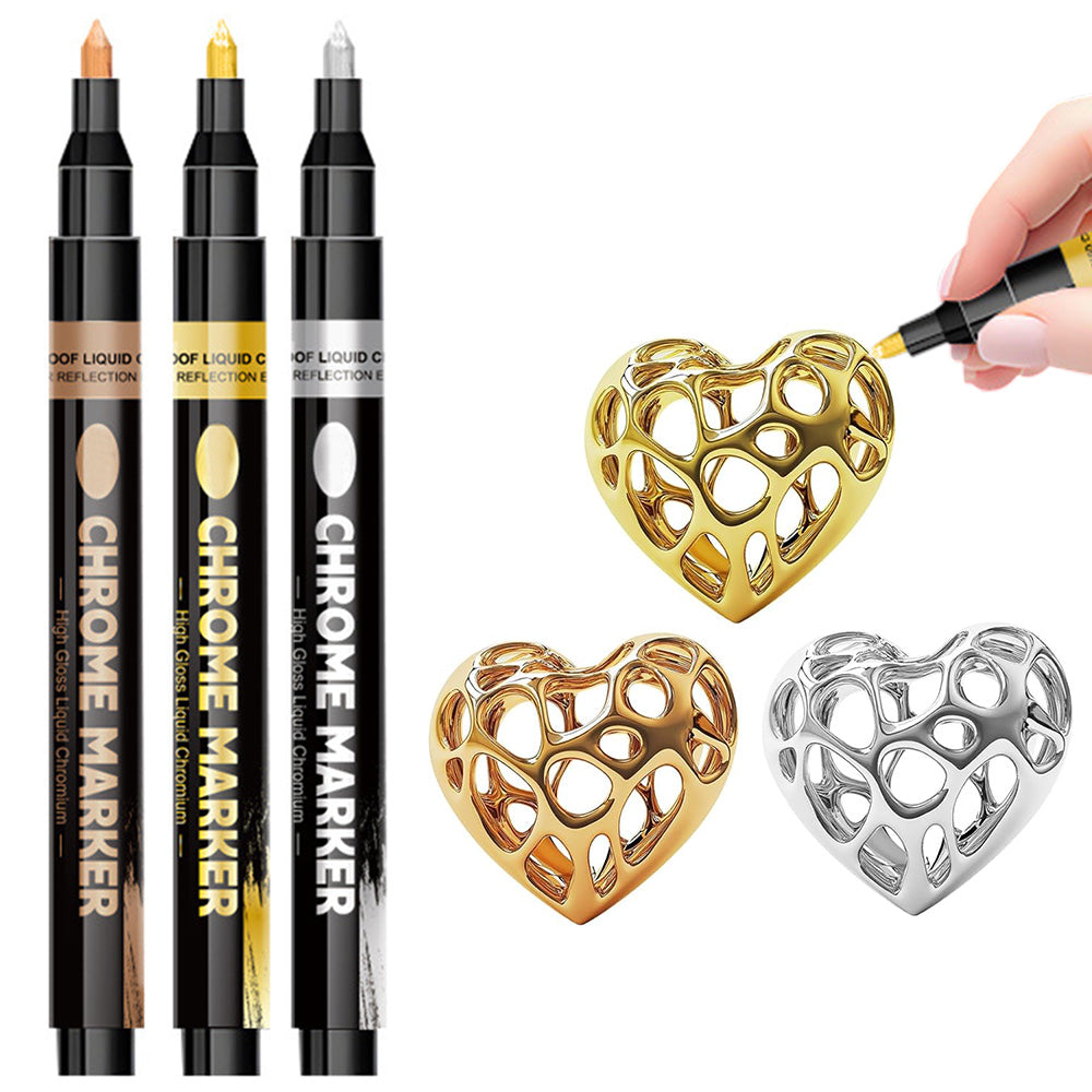 3 Colors Chrome Plating Paint Marker Pens Set