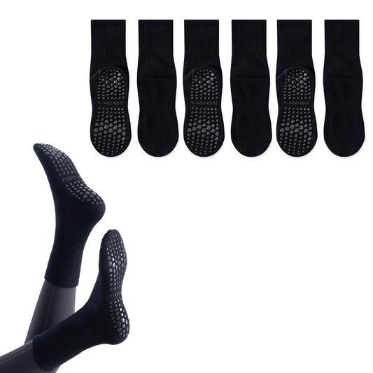 3 Pairs Yoga Socks Non Slip Grips Cushioned Anti Slip Pilates Barre Dance Socks