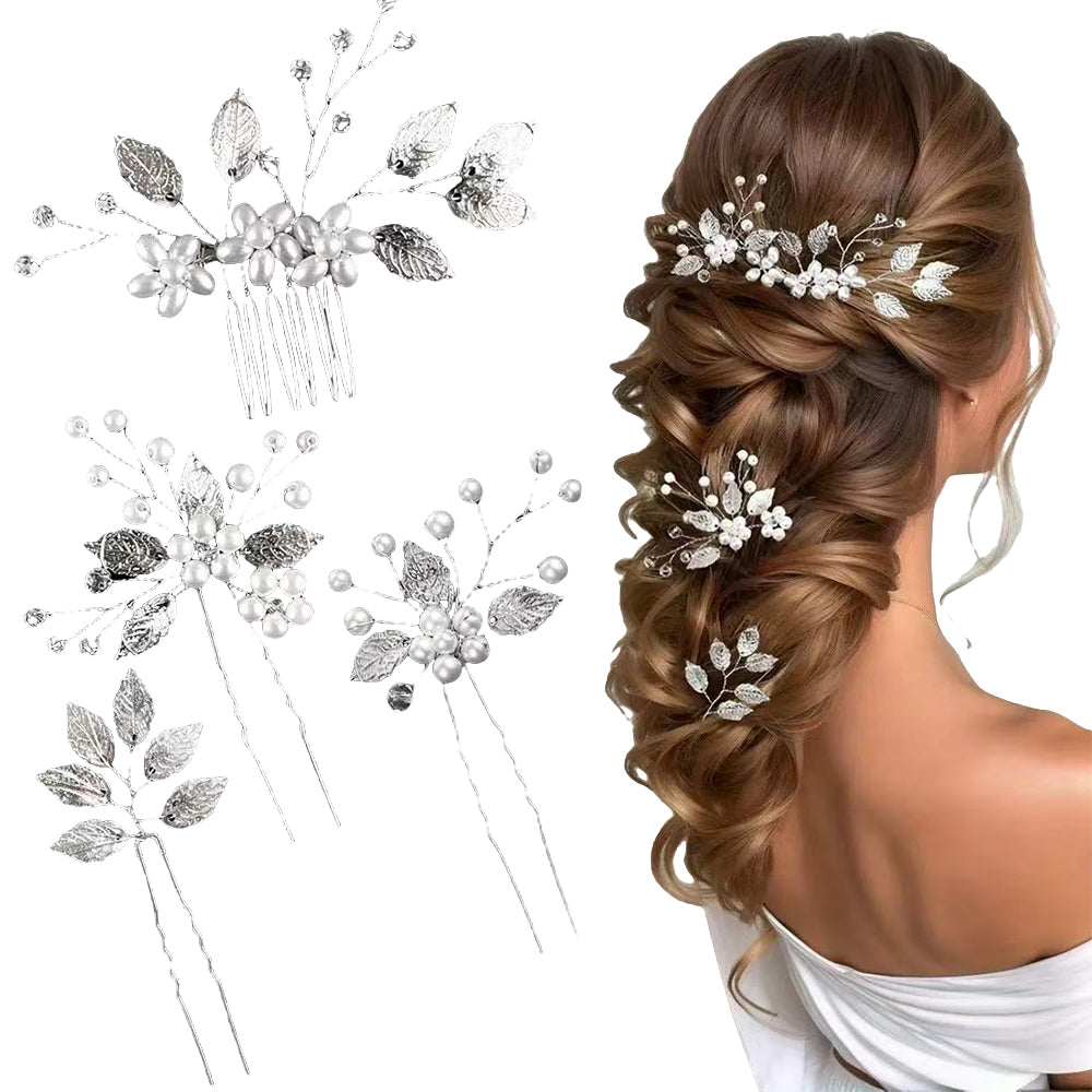 4Pcs Alloy Bride Hair Combs Handmade Headpiece Wedding Hair Accessories