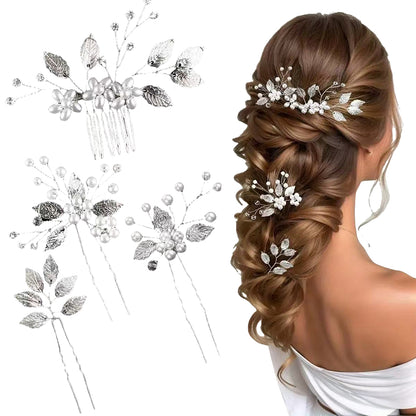 4Pcs Alloy Bride Hair Combs Handmade Headpiece Wedding Hair Accessories