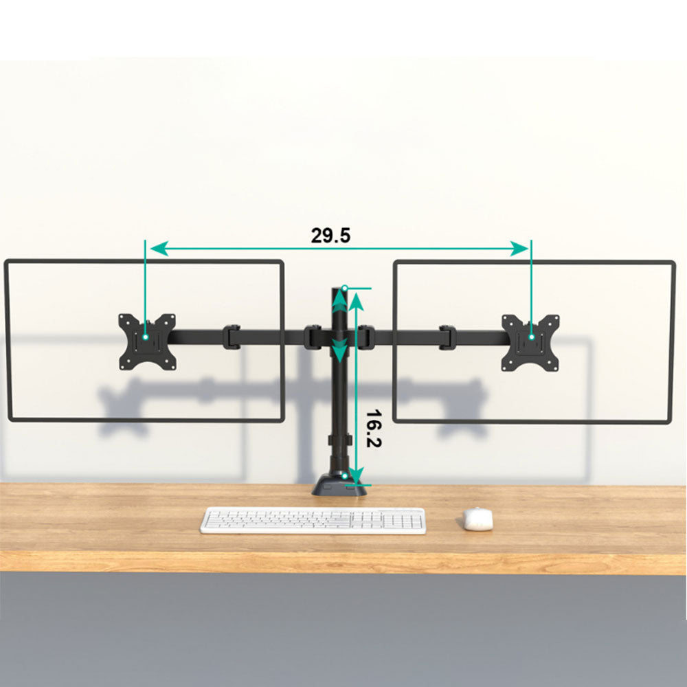 Dual Monitor Arm Mount Desk Stand For 13-27Inch Screen TV Max 9KG