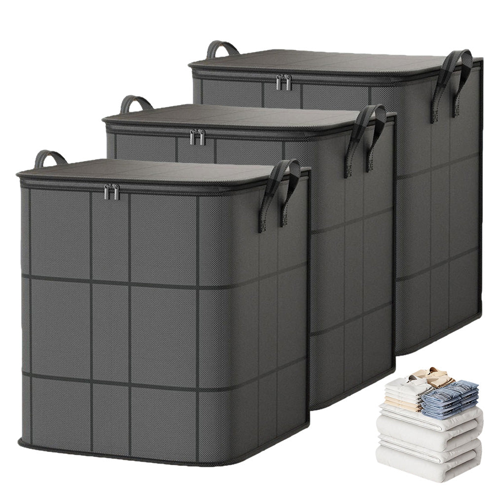3 Pack 180L Foldable Clothes Storage Bags with Handles 50x50x70cm