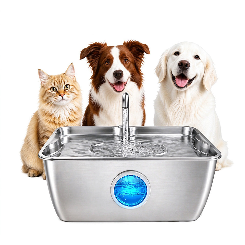 12L Stainless Steel Pet Water Fountain for Large Dogs Multi Pet Quiet Pump