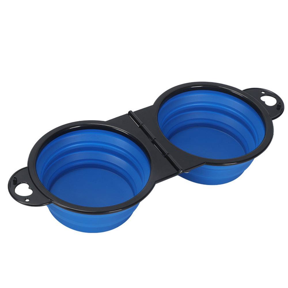 Portable Foldable Dual Pet Bowls for Cats Dogs Outdoor Home Use
