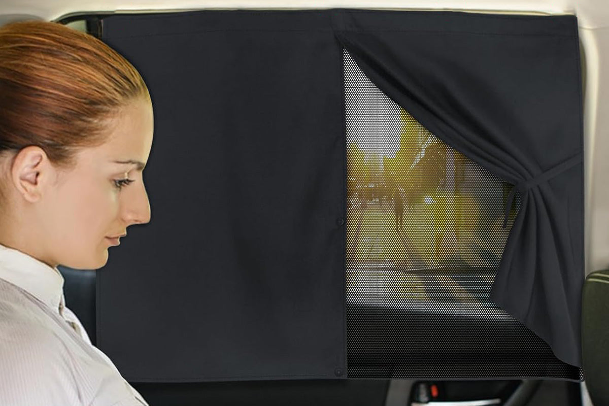 2PCS Car Window Sun Shades Double Layer Rear Window Privacy Cover
