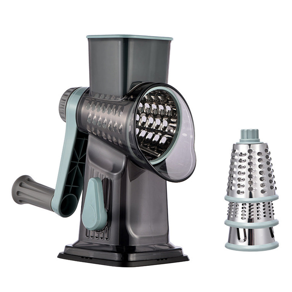 Rotary Vegetable Chopper 3-Blade Cylinder Hand-Cranked Slicer Shredder Grater