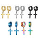 5 Pairs Unisex Cross Dangle Hoop Huggie Stainless Steel Earrings