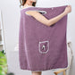 135x80CM Coral Fleece Bath Towel Wearable Wrap Absorb Bathrobe With Pocket