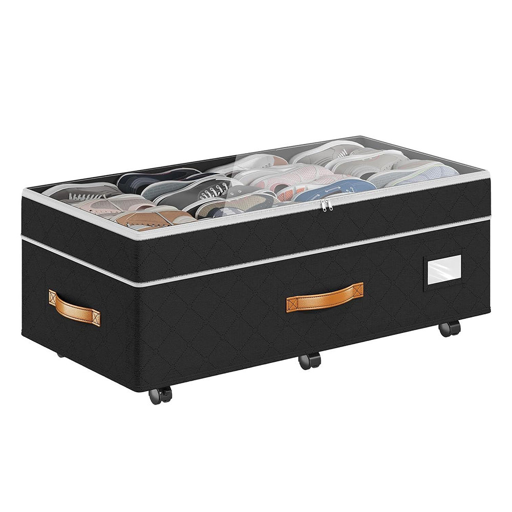 Large Capacity Under Bed Storage with Wheels Lid Handle Foldable Storage Bin for Clothes
