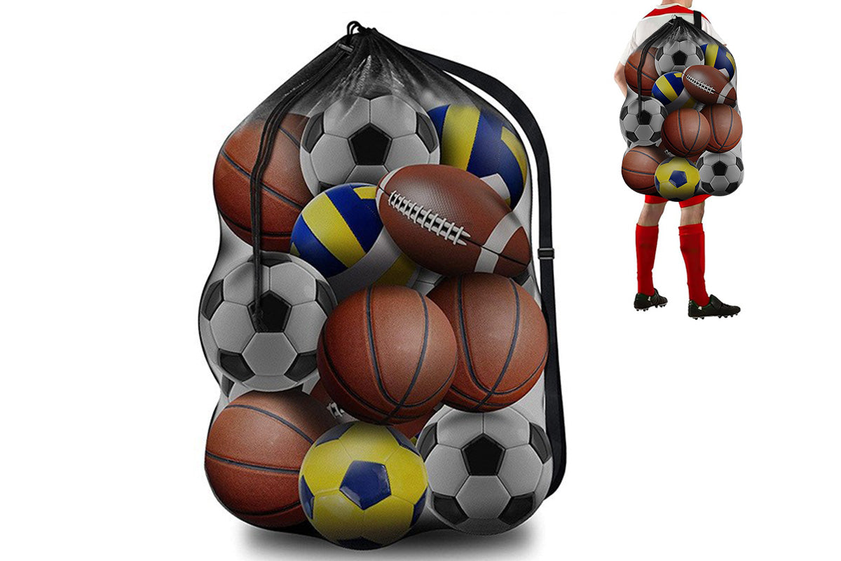 Mesh Sport Ball Bag Heavy Duty Extra Large Storage Bag With Adjustable Shoulder Strap