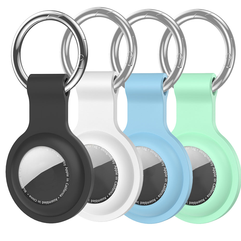 4Pcs Silicone AirTag Holder with Metal Carabiner Keychain